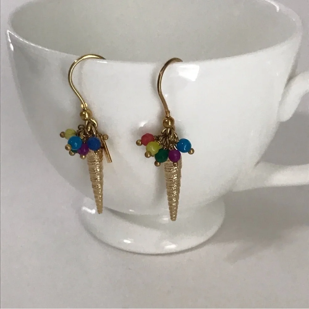Rosantica Italy 925 Ice Cream Cone Beaded Statement Dangle Earrings - Picture 13 of 16